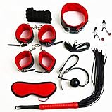 as the picture shows 8PCS Leather Craft Suit Gloves Ankle Knee Pads, Packing Rope, Eye Mask, Equestrian Whip
