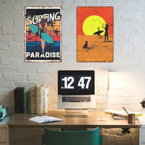 Carteles de hojalata de verano Dianzan pack de 6 placas de metal vintage costeras duraderas 5
