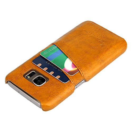 JSLY – Capa rígida de couro com textura de cera de óleo para Galaxy S7 Edge/ G935 com compartimentos