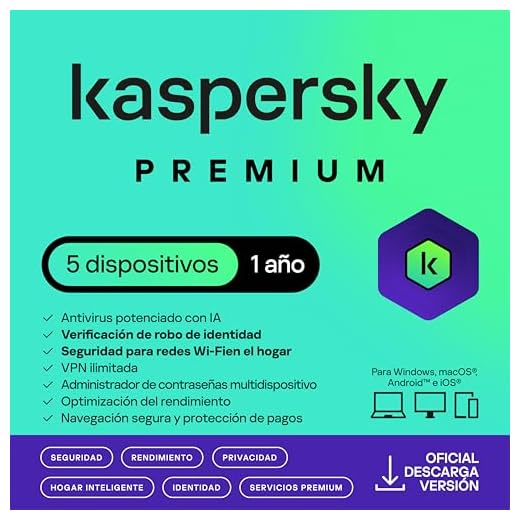 Kaspersky Premium Total Security 2024 | 5 Dispositivos | 1 año | Anti-Phishing y Firewall | VPN ilimitada | Gestor de contraseñas | Control parental | Soporte 24/7 | PC/Mac/Móvil | Código por email