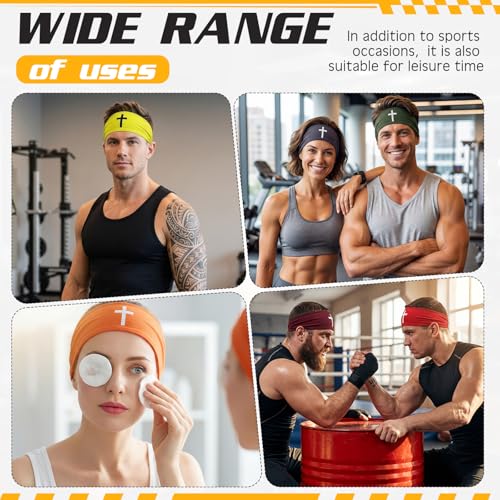 Image of 18 Pcs Sports Sweatbands for Men Women Camo Headbands Workout Non Slip Headbands Breathable Head Band Fitness Stretchy Unisex Hairband for Yoga Running Cycling Ball