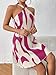 LIGHT DOT Women's Summer Dress Printed Halter Neck Mini Casual Pleated Lined Sundress (Fuchsia, L)