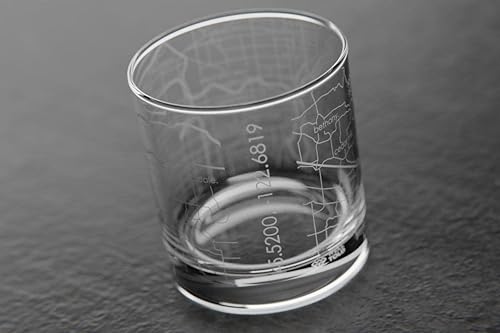 Vista 194 de Well Told Vaso grabado de Washington DC Map Rocks, vidrio de whisky antiguo (11 onzas, transparente), regalo para los amantes del whisky 147-Claro