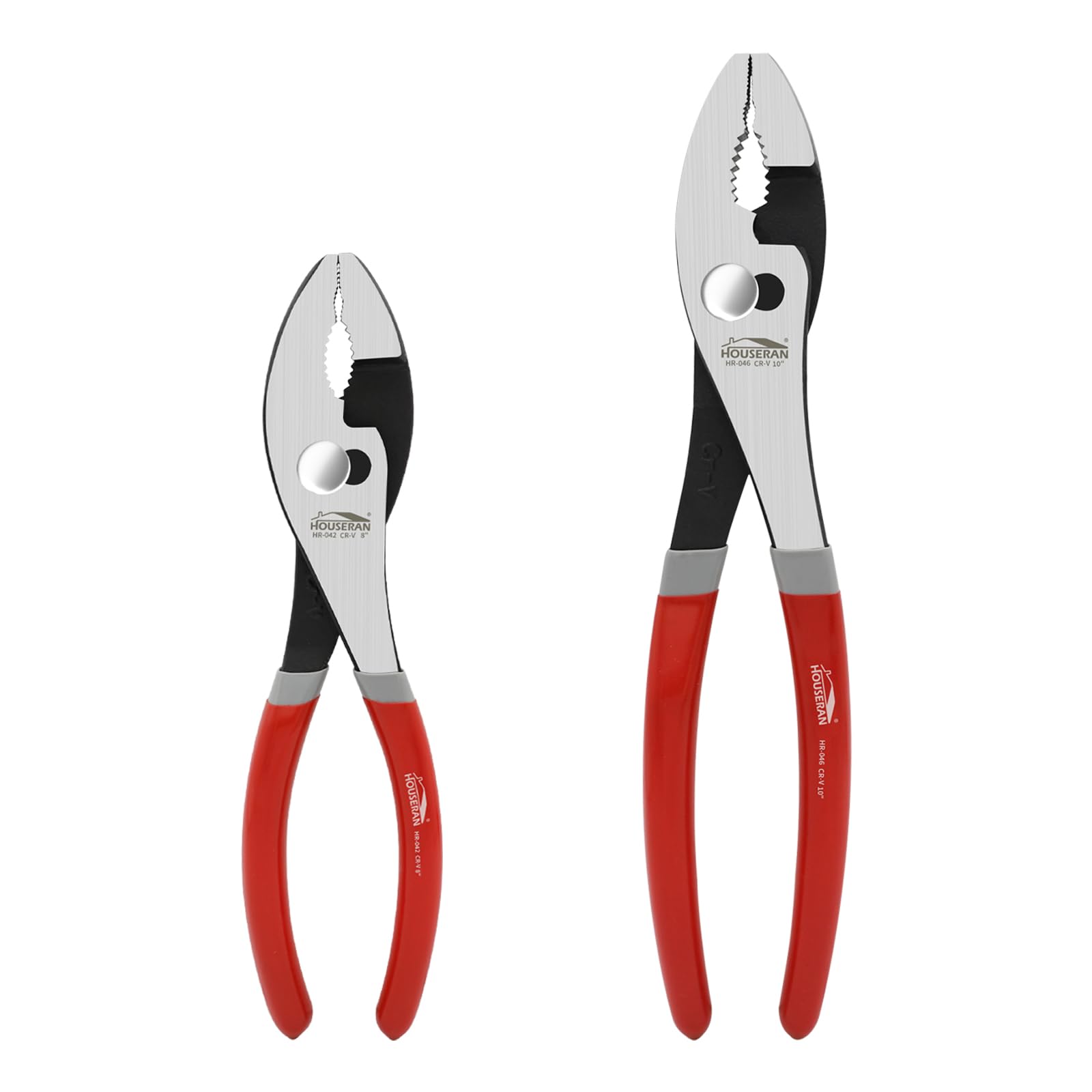 HOUSERAN 8-In and 10-In 2 PCS Slip Joint Pliers, Small Pliers with Non Slip Handle, High Carbon Steel, 8 Inch Grip Pliers for Tightening, Loosening