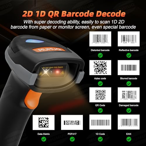 Lecteur code barre sans fil portable scanner bluetooth 1D 2D pour Android et iOS - 3