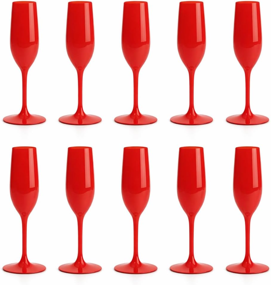 Red Cup Living-5 Oz Red Reusable Plastic Wine Cups with Stem | Shatterproof Goblets for Parties & Events | Dishwasher Safe Drinkware- Pack of 12