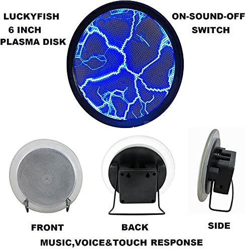 LUCKYFISH Plasma Plate 6 Inch Plasma Disk Sensor Lighting Plate with Music,Voice and Touch Response, Suitable for Home Disco Party Decoration,Fancy Club Decor and Science Education Gifts (Blue)