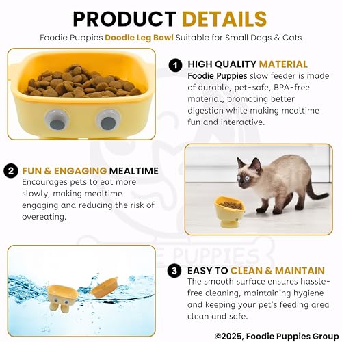 Image of Foodie Puppies Cat Detachable Food and Water Feeder - 300ml (Doodle Leg Bowl) | Durable, Anti Vomiting, Healthy Cat Bowl for Persian Cats Prevent Tipping Over | Feeder for Cats and Small Dogs