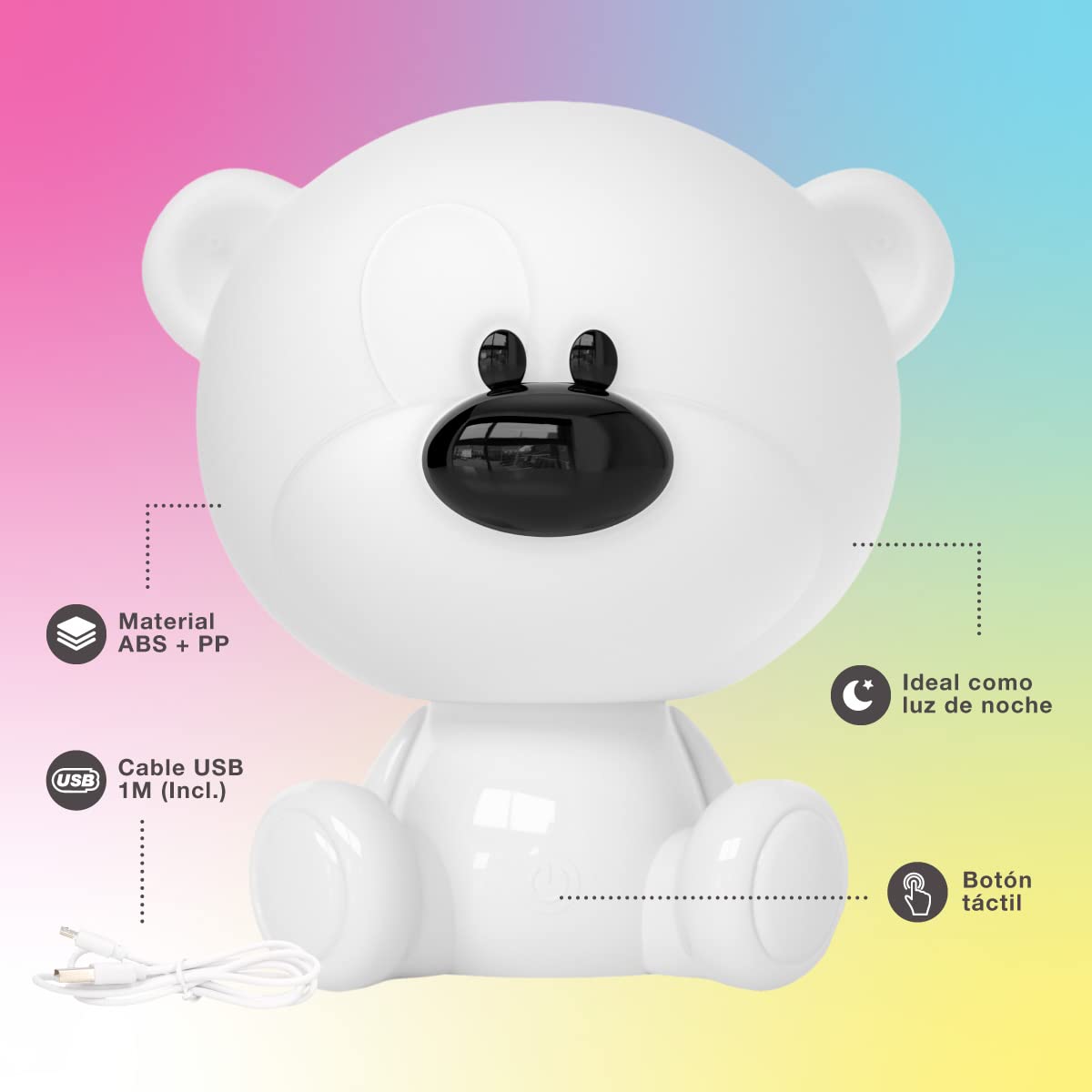 gsc evolution Luce notturna per bambini a LED Orsetto 2,5 W RGB + batteria ricaricabile per luce diurna Bianca