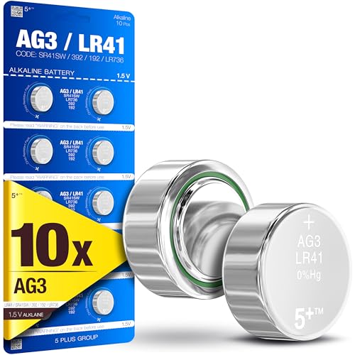 LR41 AG3 392 SR41SW L736 1.5V Alkaline Button Cell Batteries (10 Pack) Long Lasting Coin Batteries for Watches Toys Calculators & Small Electronics