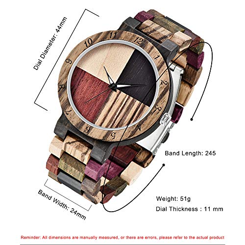 Montre en bois naturel homme mouvement quartz japonais affichage coloré design éco - 4