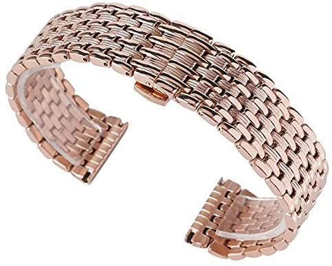 Bracelet de montre rose doré en acier inoxydable élégant pour look d'affaires