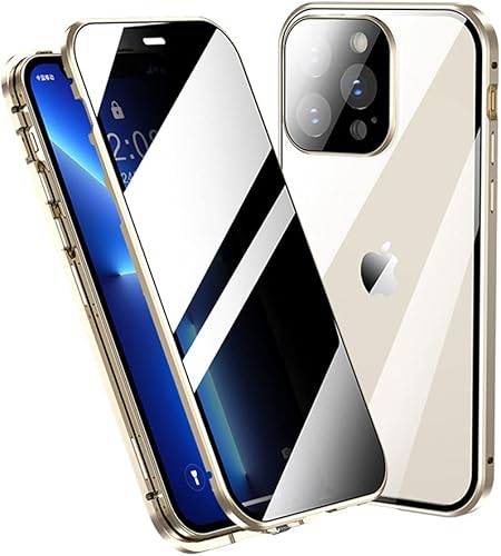 Miniatura 2 de HENGHUI Funda con cerradura antiespía para iPhone 14 Pro Max, cristal magnético, lente de cámara y protector de pantalla de privacidad, cubierta