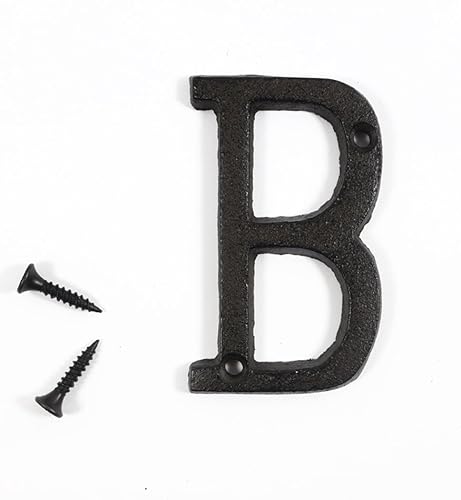 Miniatura 4 de Letras del abecedario de 3" en metal de hierro fundido decorativas, estilo clásico, para colgar letreros de pared, dirección, nombre, letrero con la