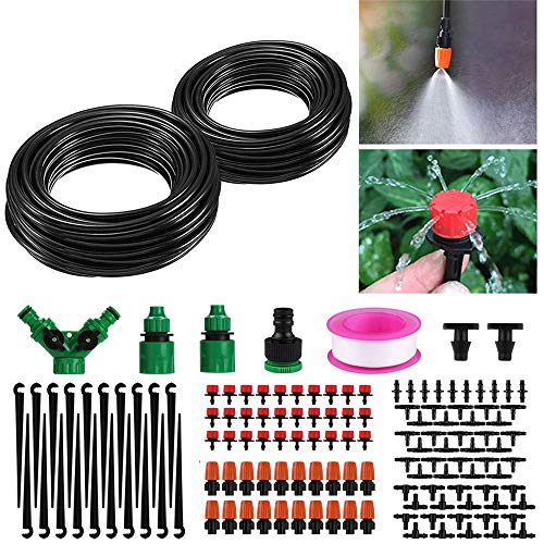 Preisvergleich Produktbild Bewässerung Kit Garten Bewässerungssystem DIY Micro Automatische Gewächshaus Sprinkler Tröpfchenbewässerung Gartenbewässerung Flow Tropf geeignet für Terrassen Gewächshäuser Gärten Rasen 149Pcs 30M