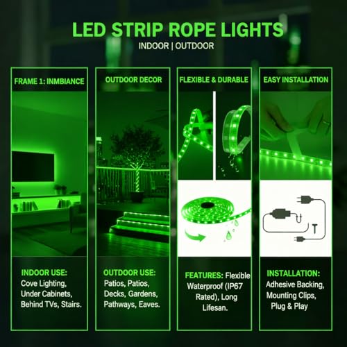 Image of 10 Meter Waterproof LED Strip Light Green | Flexible Waterproof LED Rope Light, Party Decoration Lights, Festival Lighting, Bedroom Decor, Indoor Outdoor Strip