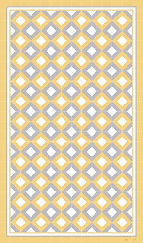 DobleUve Estudio Alfombra Vinílica Hidráulica 26 | Color Amarillo | 47x80 cm | Alfombra Cocina Lavable Antideslizante | Alfombra Vinilica | Suelo Vinílico | Alfombra Vinilo Salón