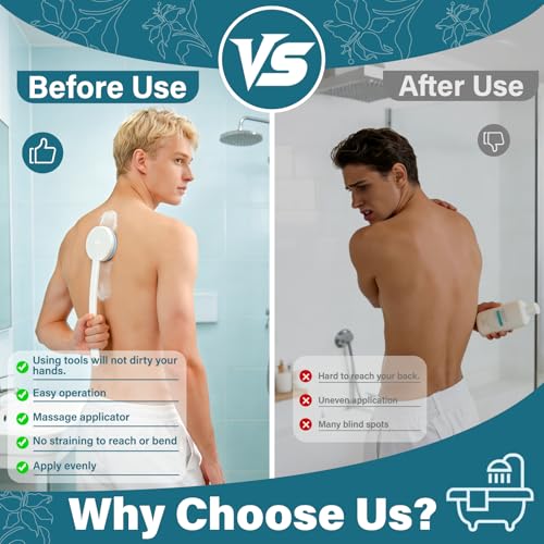 2 en 1 Aplicador de loción para espalda, 45cm Aplicador Crema Espalda, Mango desmontable Asistente para Aplicar Crema, Aplicador de leche corporal Protector solar Crema Hidratante para Mujeres Hombres - imagen 5