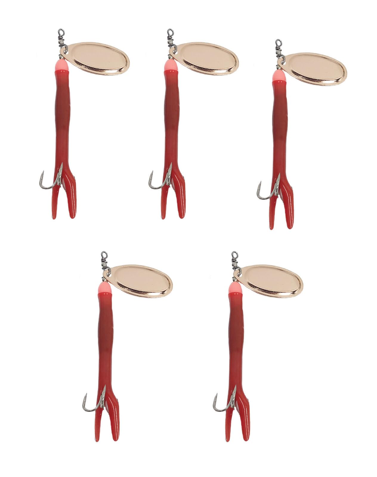 5 Pack Salmon Spinner Lure Flying C Red Yellow Black 15 g 20 Gram Cooper Spoon Lures Bass Pike Yellow Black Copper Rubber Brass Spoon Sea Trout Bullet Prawn Imitation Bait (5pc Red 15g)