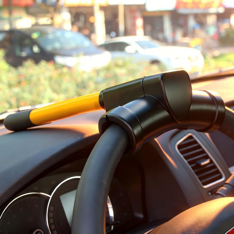Canne antivol voiture universelle jaune en T pour protéger votre auto contre le vol nocturne