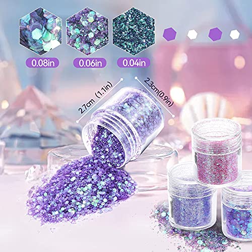 Skymore 12 Stück Nagel Glitzer, Make-Up Glitzer für Gesicht Nägel Augen Haare Körper, Glitzerpuder Nagel Dekoration… – Bild 3