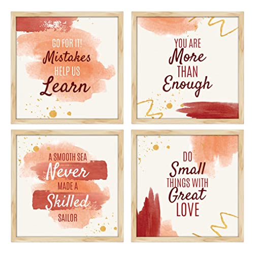 Image of ArtX Paper Motivational Quotes Wall Frame Art Painting, Framed Paintings For Home Office Decor 19 X 19 inches, 9.5 X 9.5 each, Multicolor Posters With Frame, Set of 4 (Hope)
