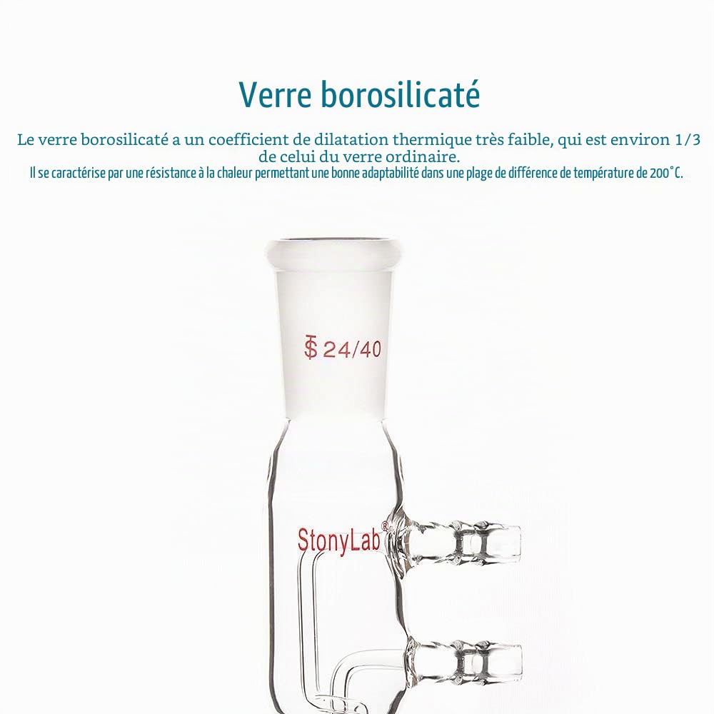 stonylab Verre Condenseur à Bobine de Reflux, Borosilicate Verre Condensateur à Bobine de Reflux Condensateur Lab Dimroth ReFlux avec Joint 24/40 Longueur de Veste 245 mm
