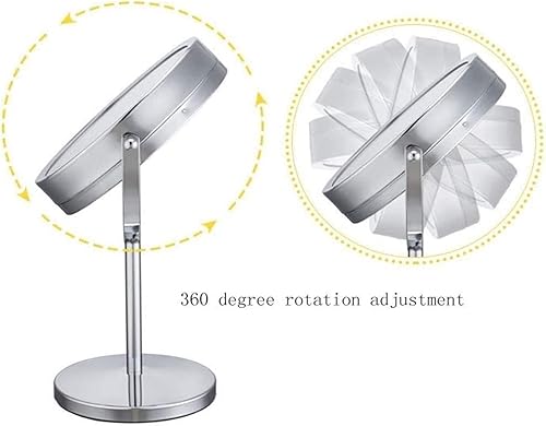 Miniatura 4 de Espejo de tocador de baño, espejos con luces, 10 aumentos, espejo de maquillaje iluminado de doble cara, espejo de aumento redondo de pie