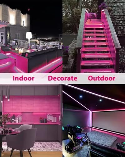 Image of 16.4 Feet Neon LED Strip Light | 12V Adapter, Waterproof IP65, Silicone Flexible Rope Light for Home Wall Decor & Gaming Room| Led Strip Lights | Neon Lights 5 Meter | (Pink)