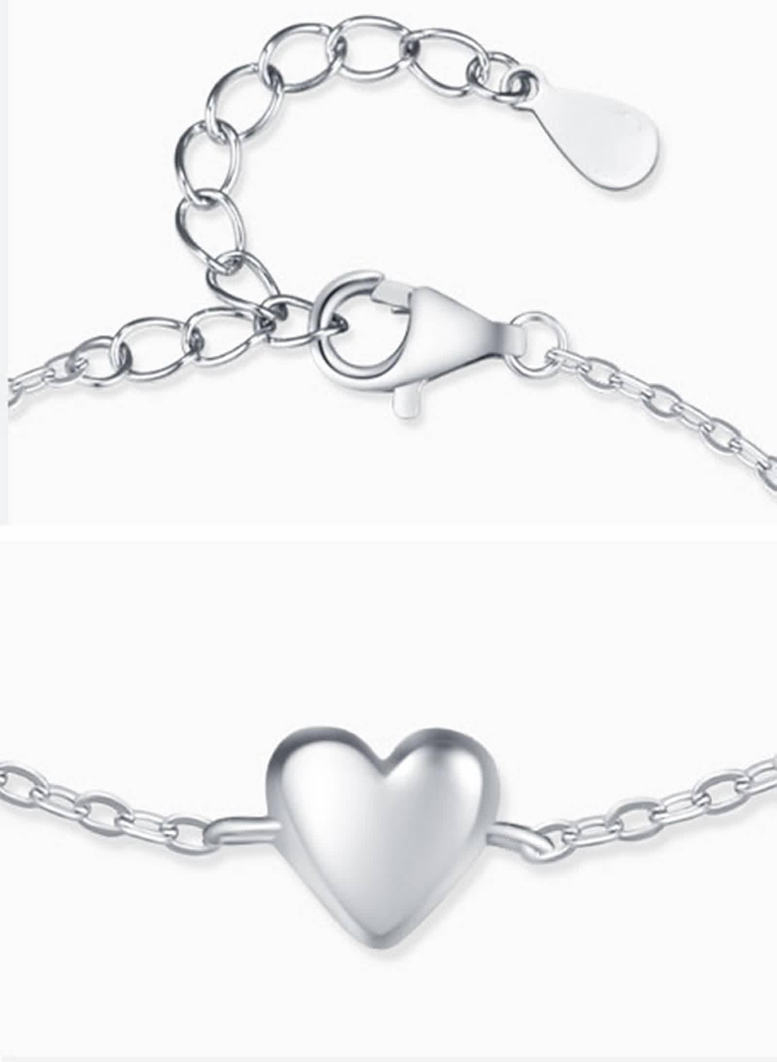 Bracciale da donna in oro giallo 750 18 carati, catena a cuore, vero platino PT950