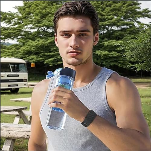 سوار معصم مريح ومتين من السيليكون متوافق مع سوار وهوب 5.0/ام جي، مقاوم للماء والعرق، سيليكون ناعم الملمس متين، جيد التهوية وقابل للتعديل للرجال والنساء مع اطار معدني