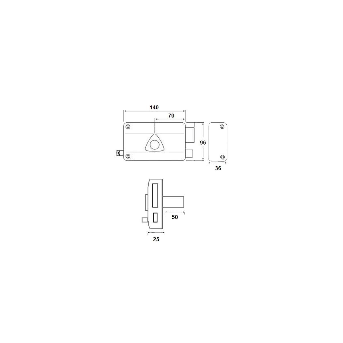 Serrure verrou applique horizontale à tirage