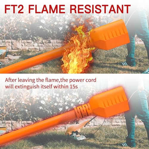Image of Skrizcable 16 /3 50 FT Outdoor Extension Cord Waterproof, Weatherproof & Flame Retardant Orange 3 Prong Power Cord Outside for Lawn & Garden, 13 Amps 1625 Watts 125 VAC 16AWG SJTW, ETL Listed