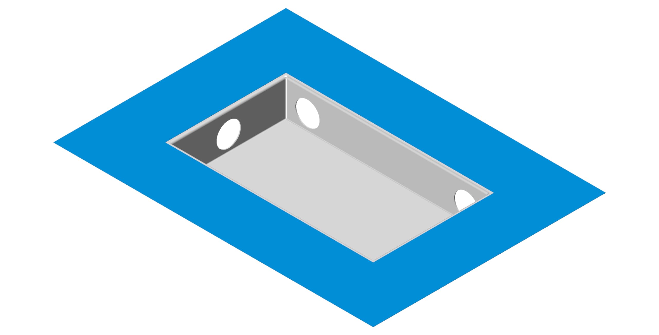 Caja de desagüe para platos de ducha y bañeras, 47,5 x 28 x 7,5 cm, caja hermética para sistema de desagüe