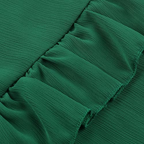 Foviguo Women's Sleeveless Chiffon Emerald Green Halter Dress Ruffle Cake Tiered Maxi Long Wedding Guest Dresses, X-Large #TOP5