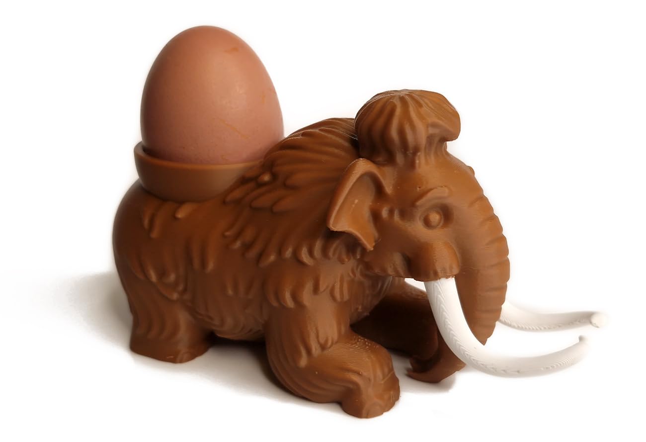 Mammoth Egg Cup Holder Lady Ruby – Novelty Easter Gift Souvenir Soft Boiled Egg Stand Animal Shaped Kitchen Table Accent Family Breakfast Decor Seasonal Ornament
