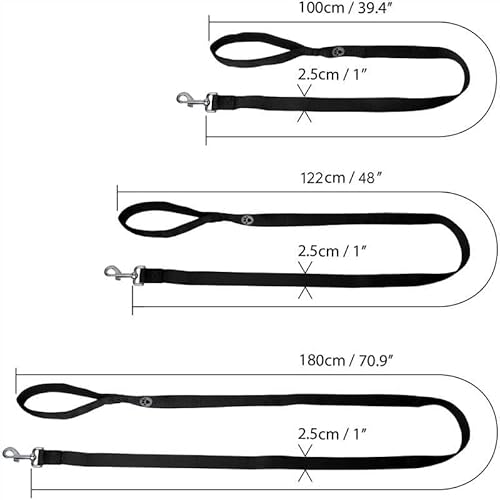 iGadgitz Home U7155 Führleine Hund, Hundeleine Gepolstert Griff -Schwarz -100cm (1m)