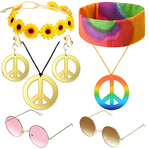 Hippie Kostüm Set, 8 Stück Retro Verkleiden Sich für Damen und...