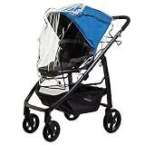 Dreambaby F259 Kinderwagen Regenschutz Wetterschutz Regenverdeck (schwarze Einsäumung), transparent
