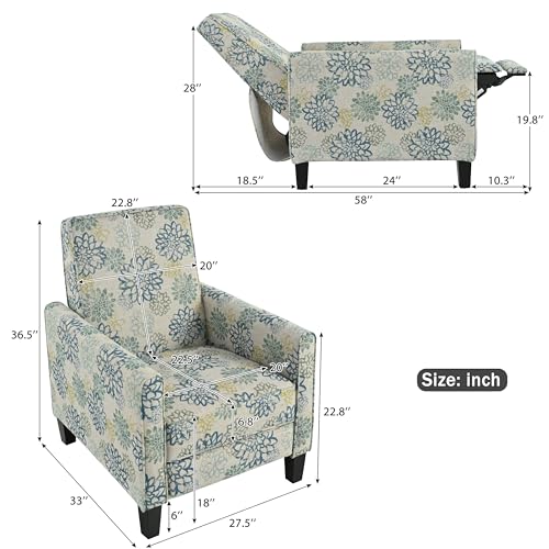 Sillón reclinable tapizado azul moderno miniatura 2