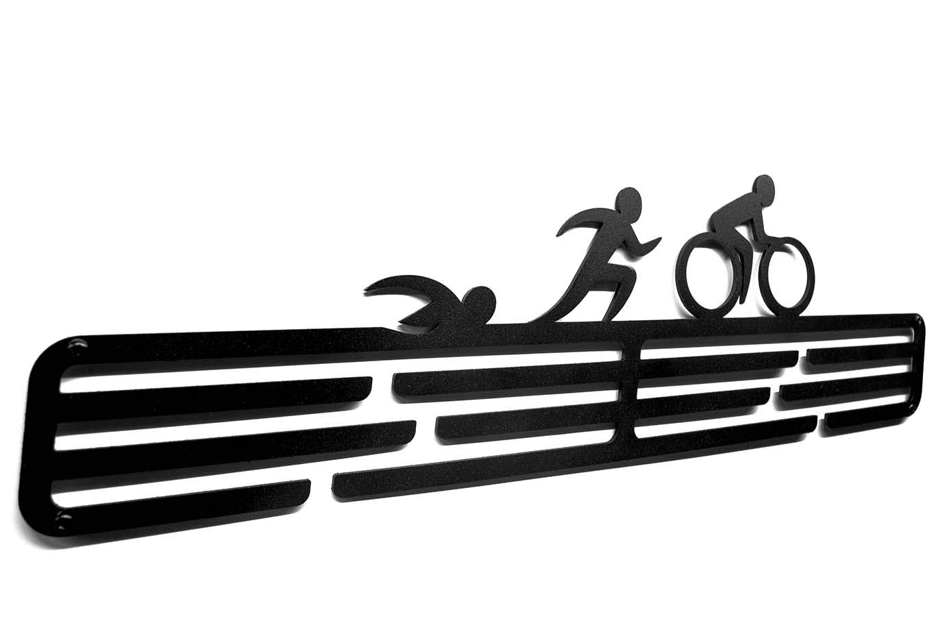 Triathlon Sport Medal Wieszak ekspozycyjny | Matowy czarny stalowy uchwyt na medale | (do 48 medali