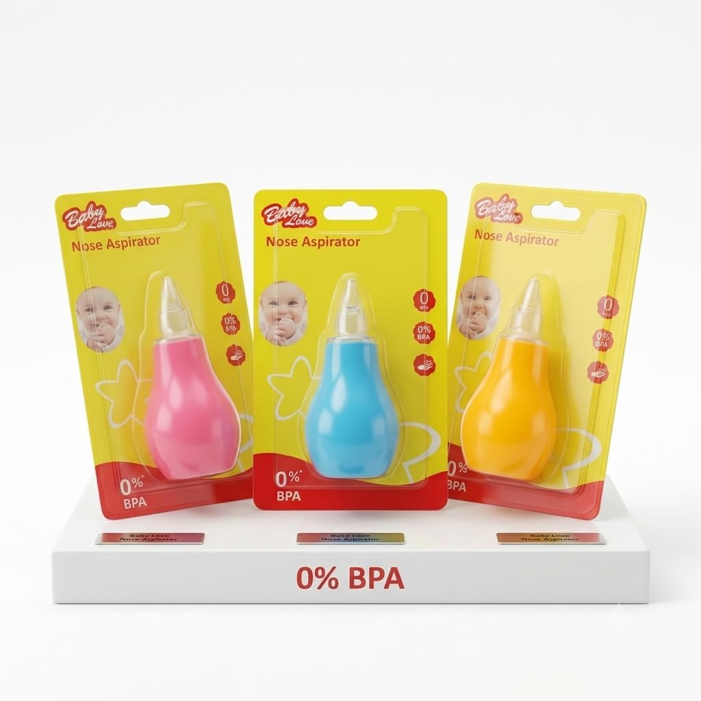Baby Nose Cleaner - Soft Silicone Nasal Aspirator for Newborns & Infants - Manual Snot Sucker & Mucus Remover - Compact 9cm x 4cm Size - Assorted Colors (Pink, Yellow, or Light Blue - No choice of colour )-image-26