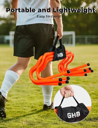 GHB Agility Hurdles 5 Pack Speed Agility Training Hurdles, Detachable Sturdy Hurdles Training Equipment Set with Carry Bag for Kids,Athletes,Soccer,Basketball