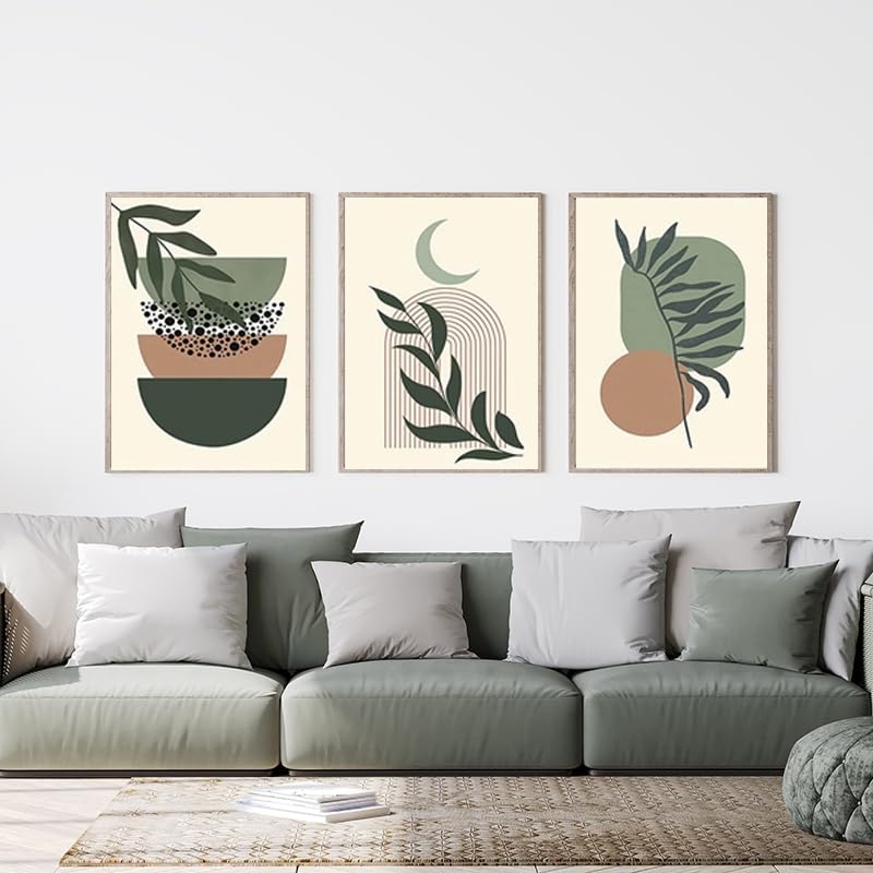 Canvas Miuus Studio - Line Art - Abstracte Plant bij Volle Maan | wall