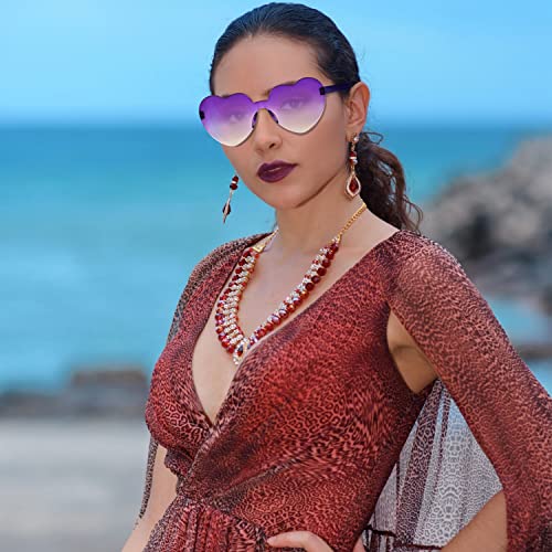Image of 12 Pairs Heart Glasses Colorful Rimless Heart Shaped Sunglasses Love Glasses for Bachelorette Bride Party Favor