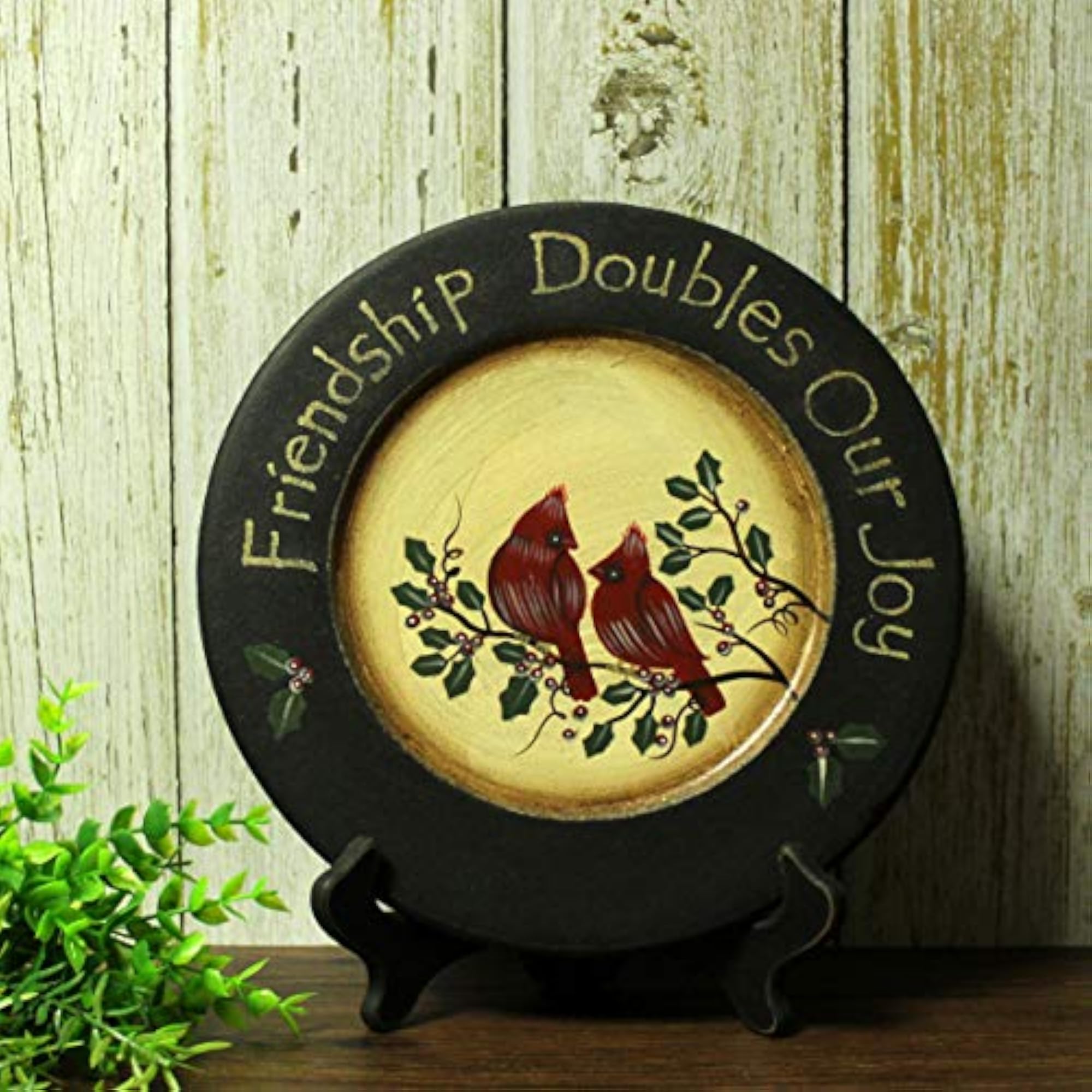 Hand Painted Red Birds Decorative Plate