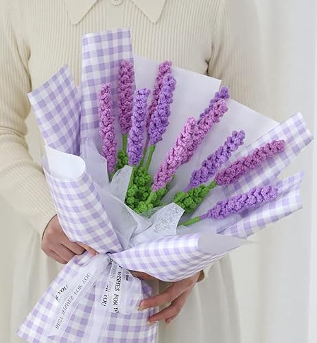 Hipihom Crochet Flowers, Knitted Artificial Lavender For Independence Day Graduation Ceremony Girl Gift Wedding Bouquet Flowers Anniversary Valentine's Day And Mothers Day #TOP2