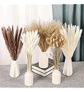 Jtoder 120PCS Pampas Grass Bouquet, Boho Home Decor, 17 Inch Natural Dried Flowers Arrangements f...