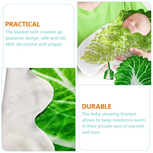 Image of Toddmomy Baby Cabbage Swaddle Blanket with Hat Kit Soft Green Lettuce Wrap for Newborns Infant Photography Prop and Nursery Bedding Accessory 33.46X33.46 Inch