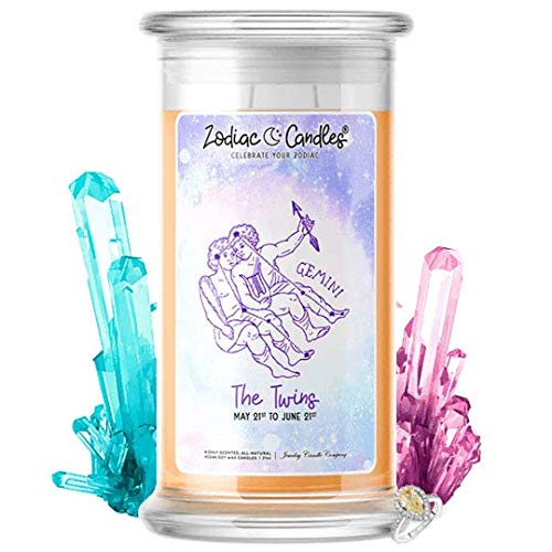 Gemini | Zodiac Star Signs Jewelry Candle 21oz | Surprise Prize Valued at $15 - $7,500 Inside | Choose From 30+ Scents | Birthday Cake | Necklace